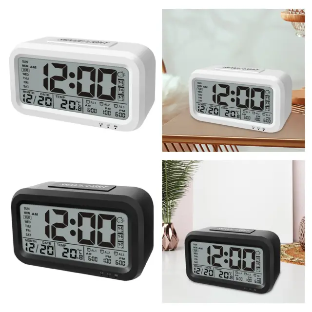 Digital Alarm Clock Electronic Desktop Clock LCD Display Snooze Function Bedside