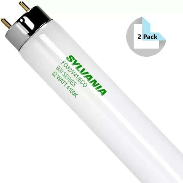 Sylvania 22438 (2 Pack) FO32/V41/ECO T8 Linear Fluorescent Lamps - 4100K, 32W, 4