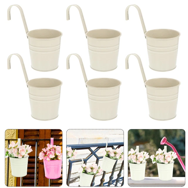 6 PCS Blumenhalter Geländer Balkon Hängender Pflanzer Zaun Metall Eisen