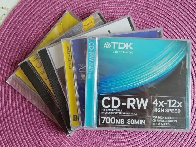 5 New Tdk Verbatim Cd Cd-R Cd-Rw Dvd+Rw 5 Disc Set Lot New