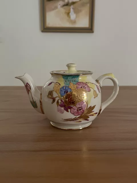 Rare Vintage Sadler Satsuma Style Hand Painted Teapot Made in England Mother Day