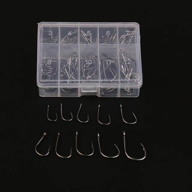 100pcs/set mixed size #3~12 high carbon steel carp hole fishing hooks pac S  R1