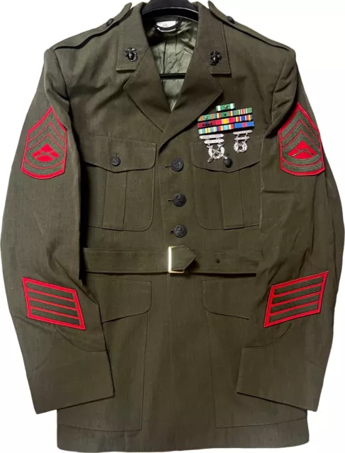 US MARINE CORPS Officers Alpha Service Uniform Jacket USMC Gunnery ...
