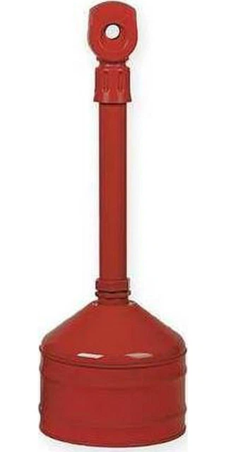 Justrite Heavy Duty Steel Cigarette Receptacle Outdoor Ashtray 2.5 Gal., Red