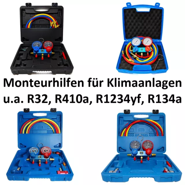 Monteurhilfen R32, R410a, R134a, R1234yf in versch. Ausführungen f. Klimaanlagen