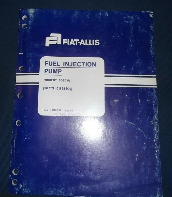 Fiat Allis Iniezione Pompe Robert Bosch Serie Parti Manuale Libro