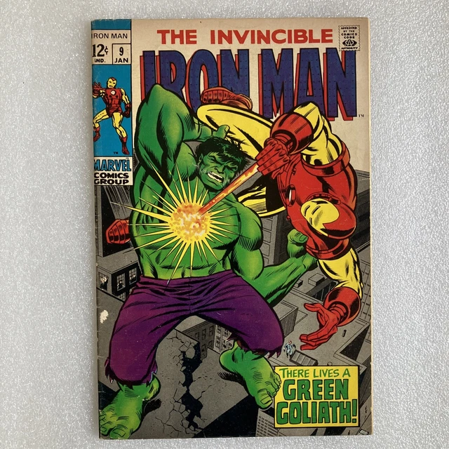 The Invincible IRON MAN #9 Marvel Comics 1969 Incredible Hulk & Mandarin App. VG