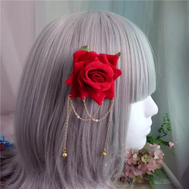 Mädchen Retro Rose Haarnadel Klein Glocke Quasten Blumen Seite Clip Brautjungfer