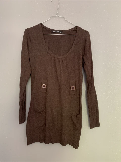 Robe Pull Longue Maella En Laine Mélangée - Taille S Marron - Occasion Très Bon état