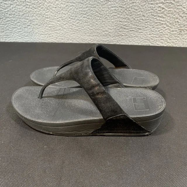 FitFlop Lulu Shimmy Black Womens Suede Toe Size 7 Flip Flop Sandals 3