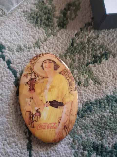 Older Drink Coca-Cola Advertising As Is Lady in Yellow Small Mirror