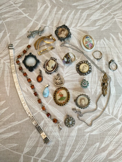 Lot De Bijoux Anciens En Argent - Poinçon Cygne/800, Couleur Argenté, Occasion