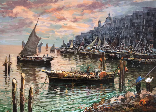 Quadro vintage -Procida Marina-dipinto a olio su tela