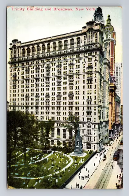 DB Postcard New York NY Aerial View Trinity Building & Broadway