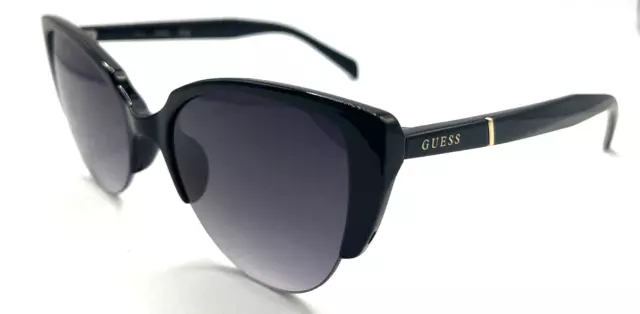 Guess GF0378 01B Black Cat Eye Half Rim Sunglasses 55-19 135