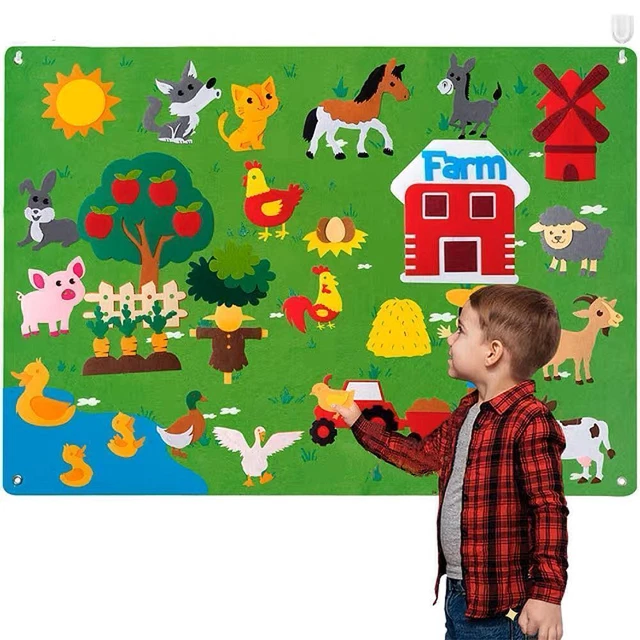 FARMHOUSE FUZZY FELT Story Board Set Includes Adorable S0 Farm