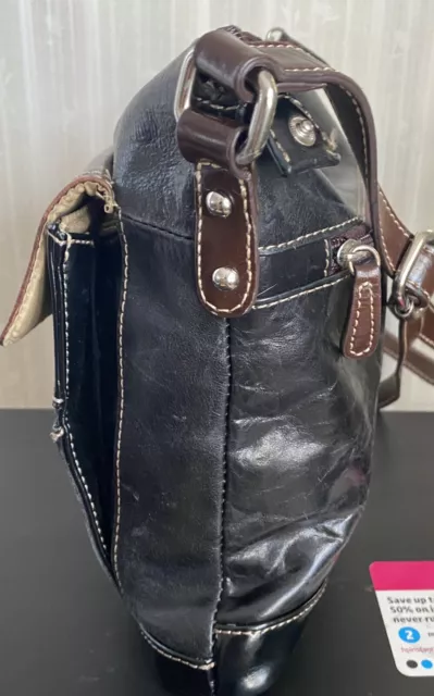 GIANI BERNINI Brown Glazed Leather Bag Crossbody Medium EUC 3
