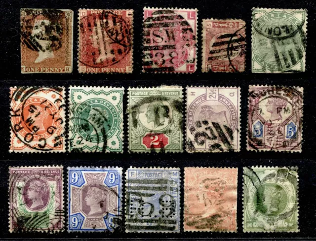 GRANDE-BRETAGNE - Lot de 15 timbres classiques oblitérés états divers(cote 190€)