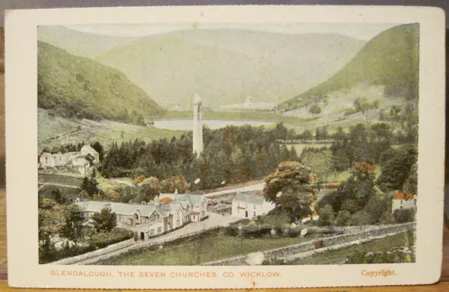 Irish Postcard GLENDALOUGH of the Seven Churches Wicklow IRELAND White Perf Edge