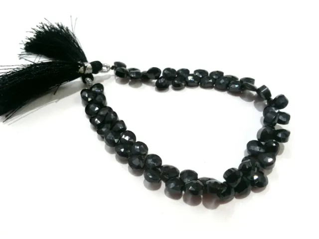 1 Strand Natural Black Spinel Heart Faceted 5-6mm Spinel Loose Beads 7"inch