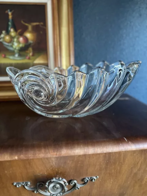 Mikasa Clearwater Crystal Ocean Wave Nautilus Buffet Bowl  Germany Glass Shell