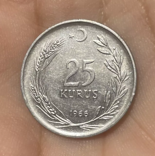 Turkey, 25 Kurus 1966 Coin (B)