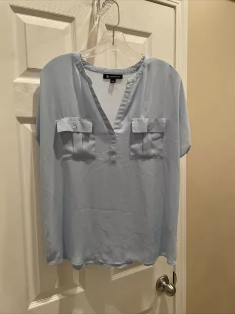 INC International Concepts Women Short sleeve gorgeous blue￼￼ Blouse Sz L