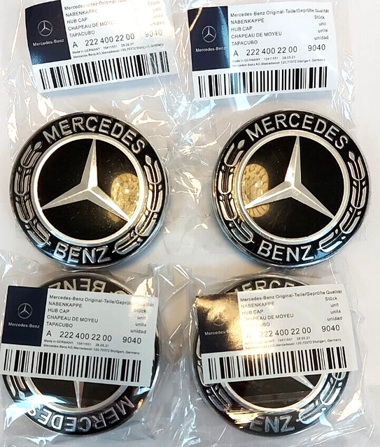 Genuine Mercedes-Benz Valve Stem Caps - Chrome Plated Set Of 4 With MB Star & Laurel Logo 6 thumbnail image