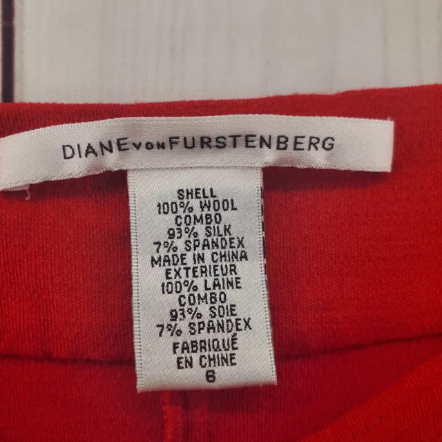 Diane Von Furstenberg Dress Women 6 Wool Lined Sleeveless Fit and Flare Red 2