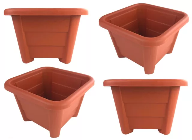 4x Blumentopf Terracotta Optik Kunststoff Über Blumen Pflanz Topf Kübel Balkon