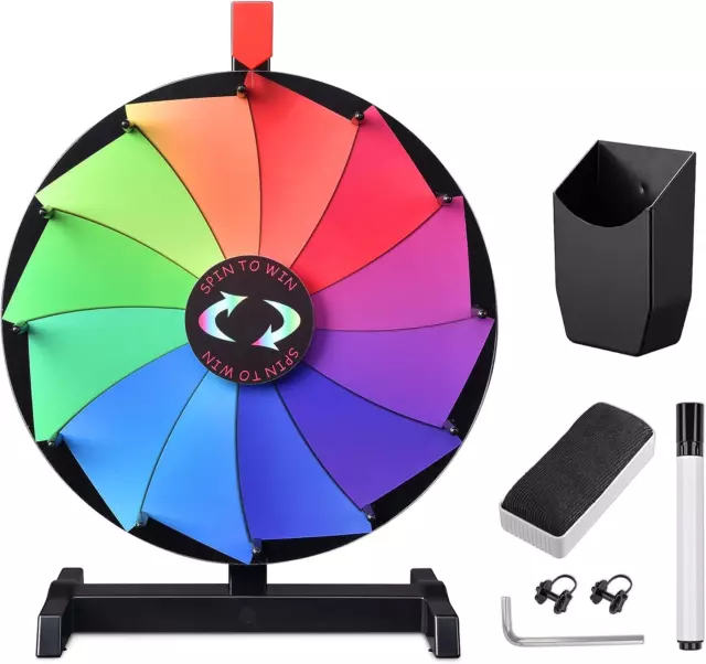 15" Tabletop Color Prize Wheel 12 Slots Heavy Duty Editable Fortune Spinning Whe