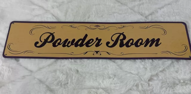 Powder Room Metal Sign, Bath Décor 4x16