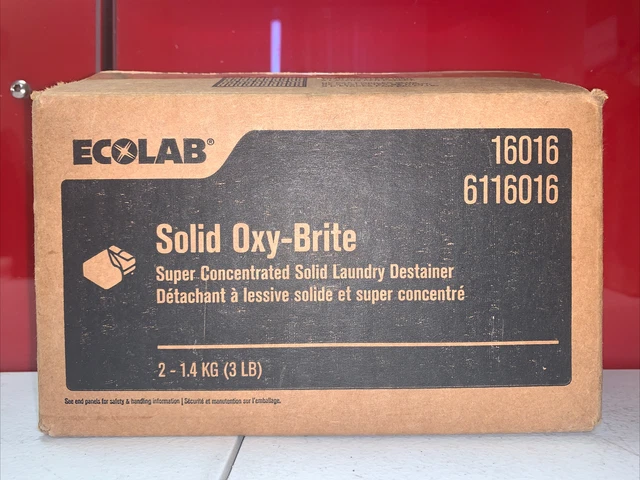 2 SOLID OXY-BRITE ECOLAB 16016 Super Concentrated Laundry DESTAINER new blocks