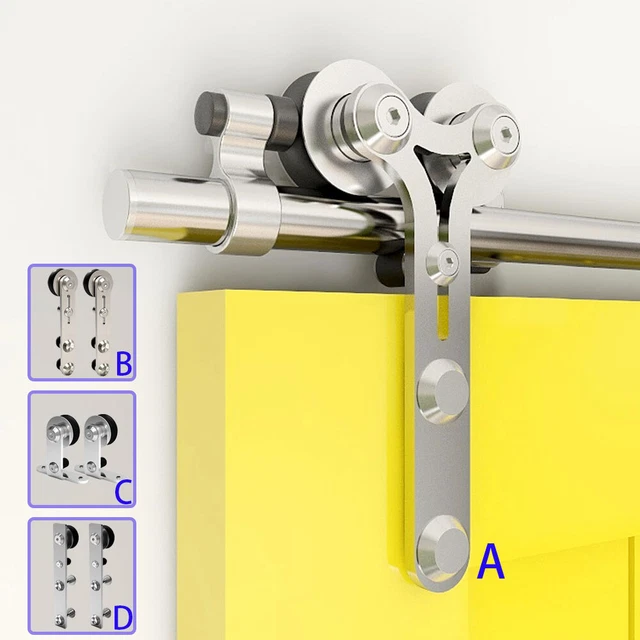 CCJH 5FT-12FT Stainless Steel Sliding Barn Door Hardware Kit Track for Wood Door