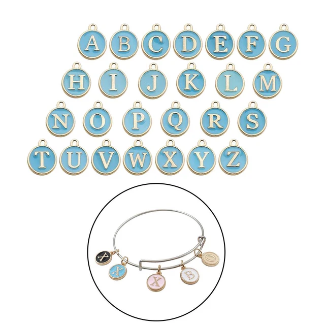 26 Stück / Packung  Emaille Alphabet Letter Charms Anhänger Schmuck Armband