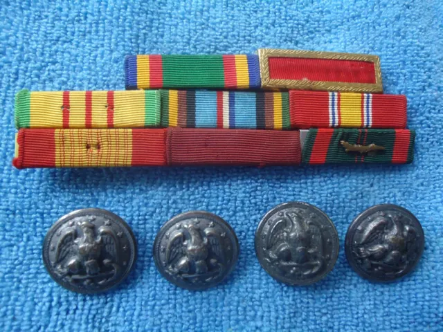 Vintage Lot of USN Military Navy Buttons and Ribbon Bars