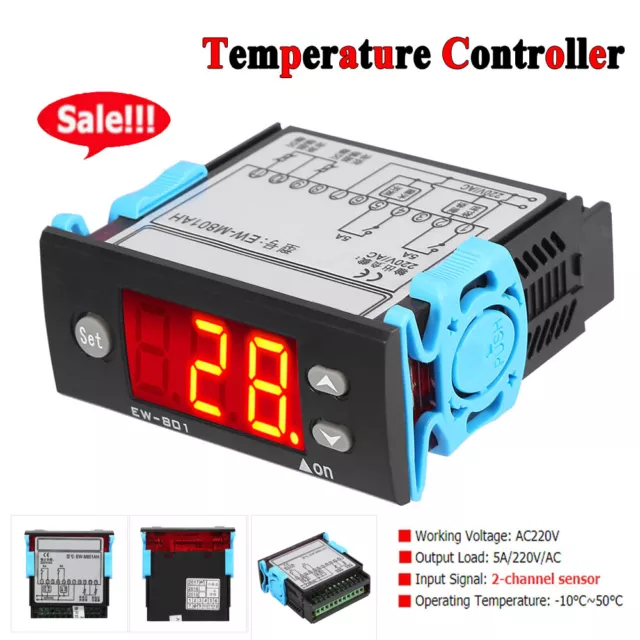 EW-801AH 5A/220V/AC All-Purpose Temperature Controller Thermostat With Sensor