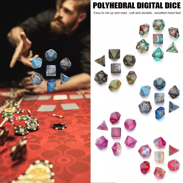 D4 D6 D8 D10 D12 D20 Polyhedral Toy Dice Set Game Accessory Dices Glitter