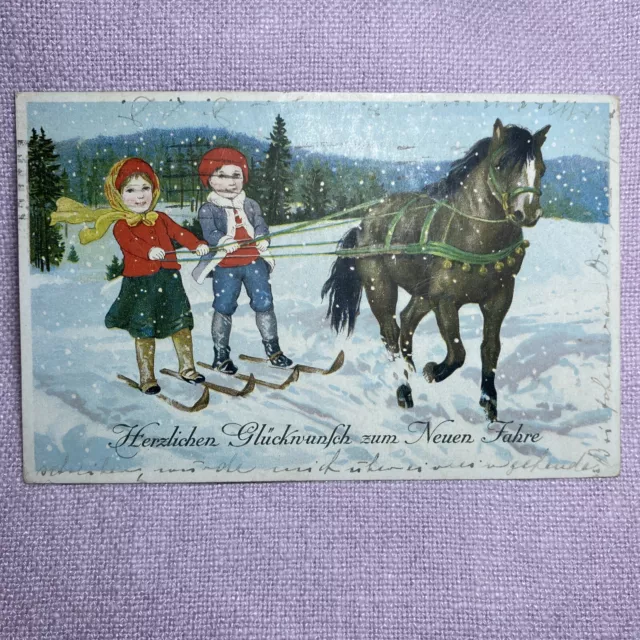 Alte antike Postkarte 1926 zum Neuen Jahre Bremen Crefeld