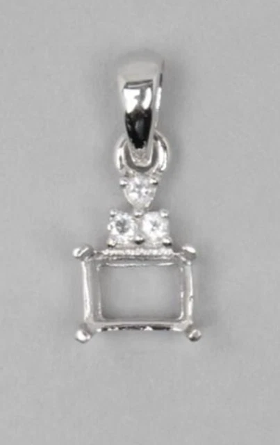 Montaggio ciondolo argento sterling 925 si adatta 8 x 6 mm ottagono incluso topazio bianco