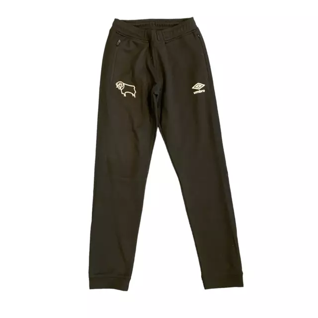 Pantaloni da bambino Derby County (taglia 11-12y) allenamento calcio jogger neri - nuovi