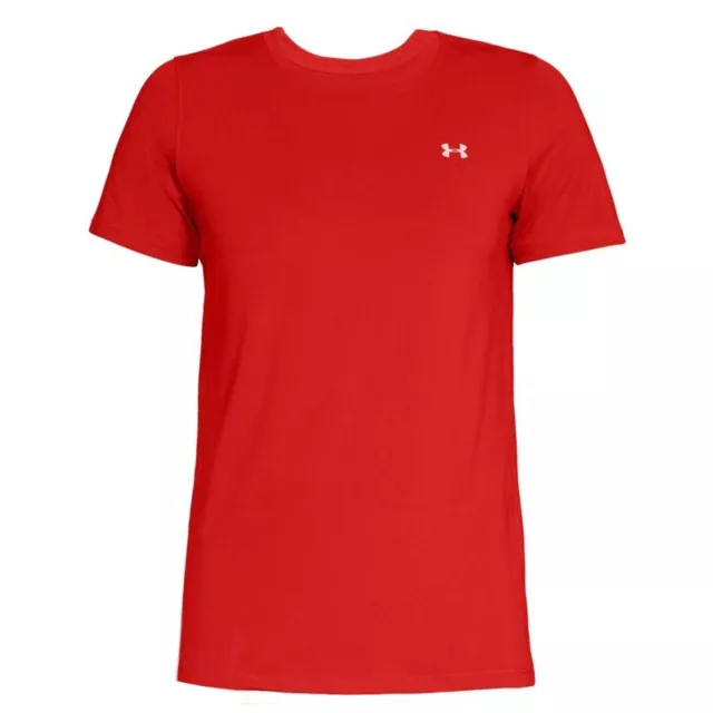 Under Armour Heatgear Womens Gym T-Shirt Running Top Red 1285637 890