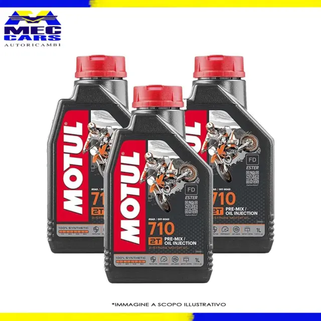 3 Litri Olio Motul 710 2T 100% Sintetico Estere Per Miscela Moto Cross Scooter