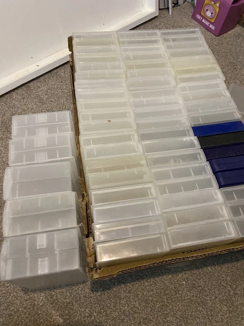 67 EMPTY VHS VIDEO TAPE STORAGE CASES Clear Up Cycle Retro Cheap Colours Doubles