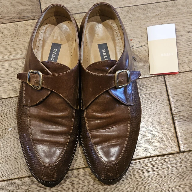 VINTAGE BALLY SWITZERLAND Brown Leather Monk Strap Shoes Men  display picture 1