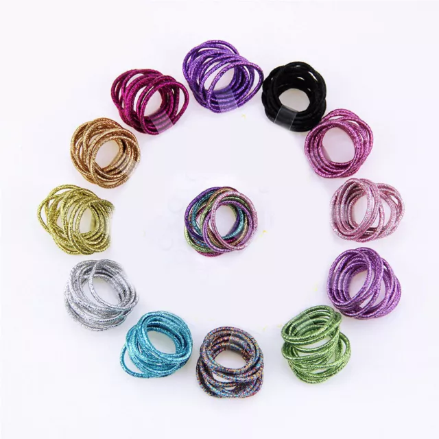 10pcs Glitter Shiny Kids Girl Elastic Hair Band Rubber Band Tie Ponytail Holder