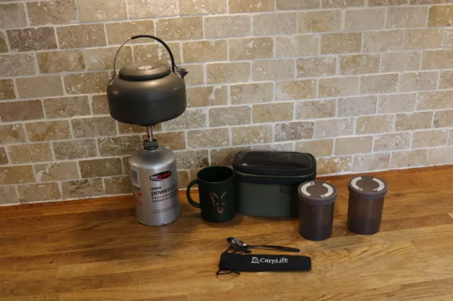 Stove + Gas + Wychwood Kettle Fox Mug Korda Tea Coffee Pots Brew Kit Carp Set Up