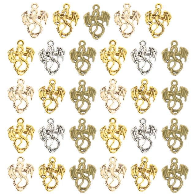 100 piezas Dragón Metal Dijes Dragón Colgante Collar Colgante Hágalo usted mismo