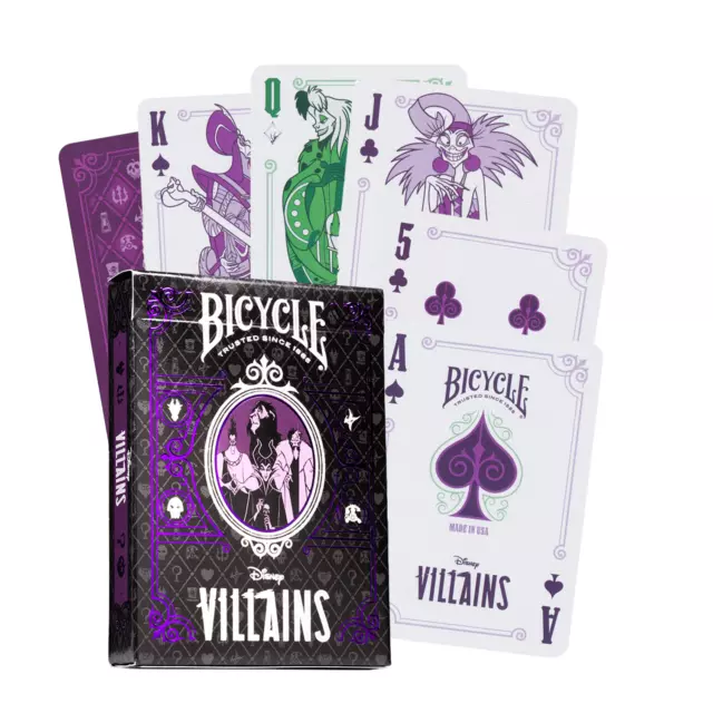 Bicycle Disney Villanos Carta de Juego Púrpura Mazo Tamaño Poker Fabricado En U.