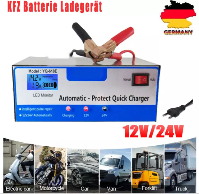 Profi 400AH Intelligente Auto KFZ Batterie Ladegerät Impuls Reparatur 12V 24V